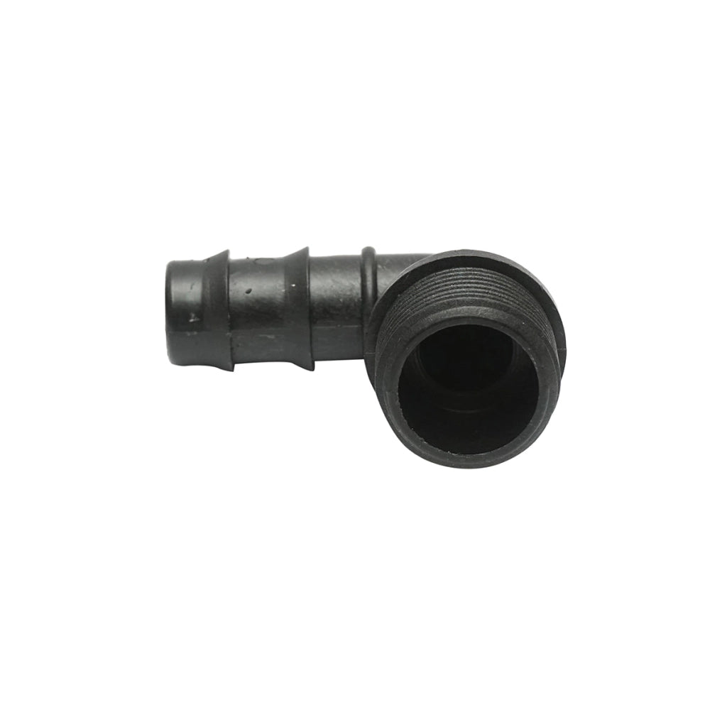 Gomito per tubo di gocciolamento con filettatura esterna D20mmx3/4 per sistemi di irrigazione