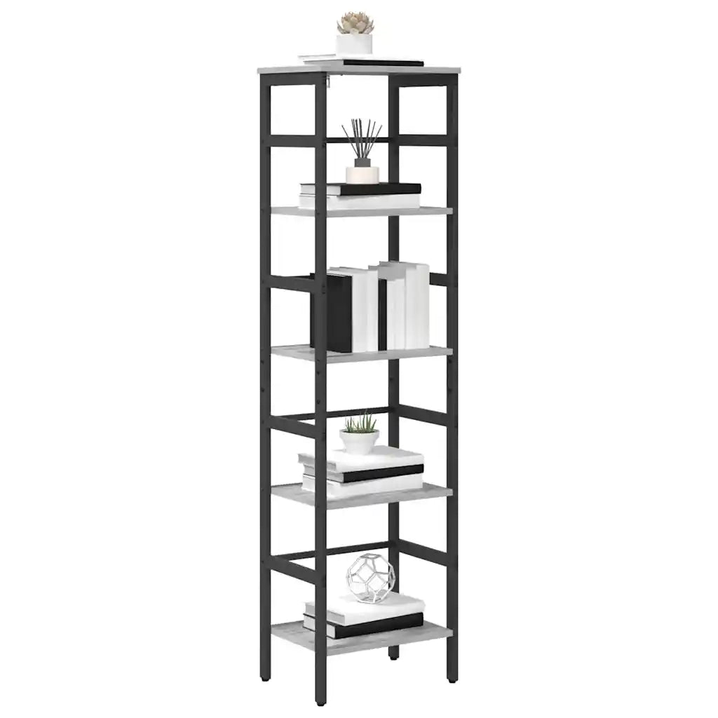 Libreria-Scaffale per Libri-Mobile di Stoccaggio Grigio Sonoma 40 x 29,5 x 149 cm Legno multistrato