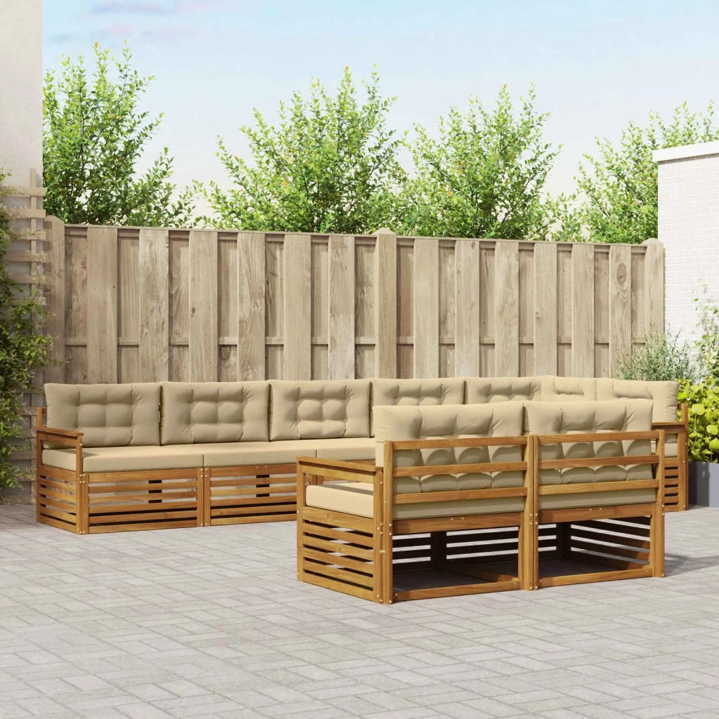 Set di divani da esterno con cuscino 8 pcs Naturale e Beige 3373648