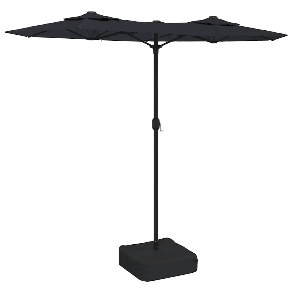 Ombrellone a Doppia Testa Nero 316x145 cm 362967