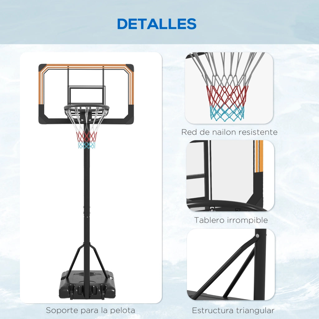 Canestro da Basket Regolabile per Esterno ¨C Zephmum ¨C Nero 182-213 cm