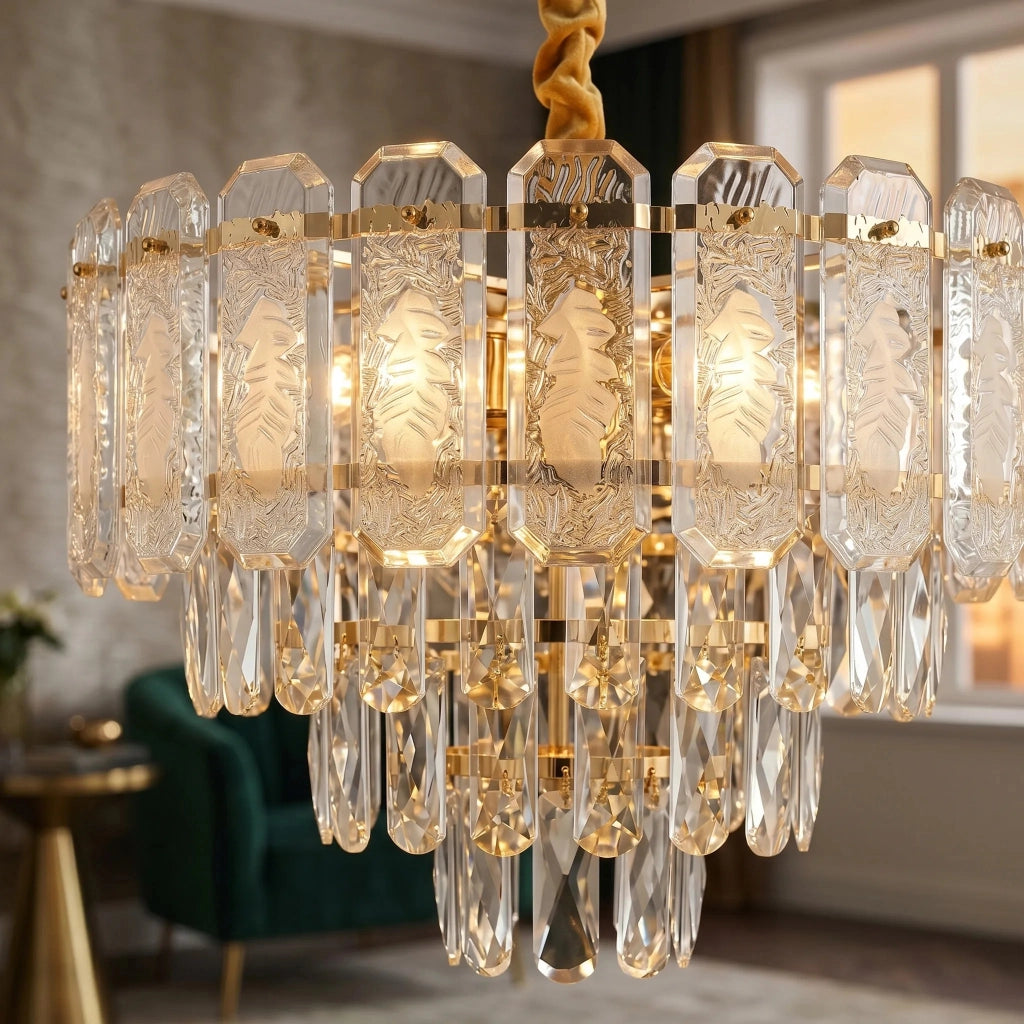 Lampada A Sospensione In Cristallo Swe088-cp 40cm Gold