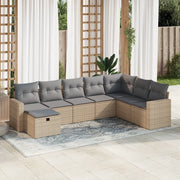 Set Divano da Giardino 8 pz con Cuscini Beige in Polyrattan 3325435