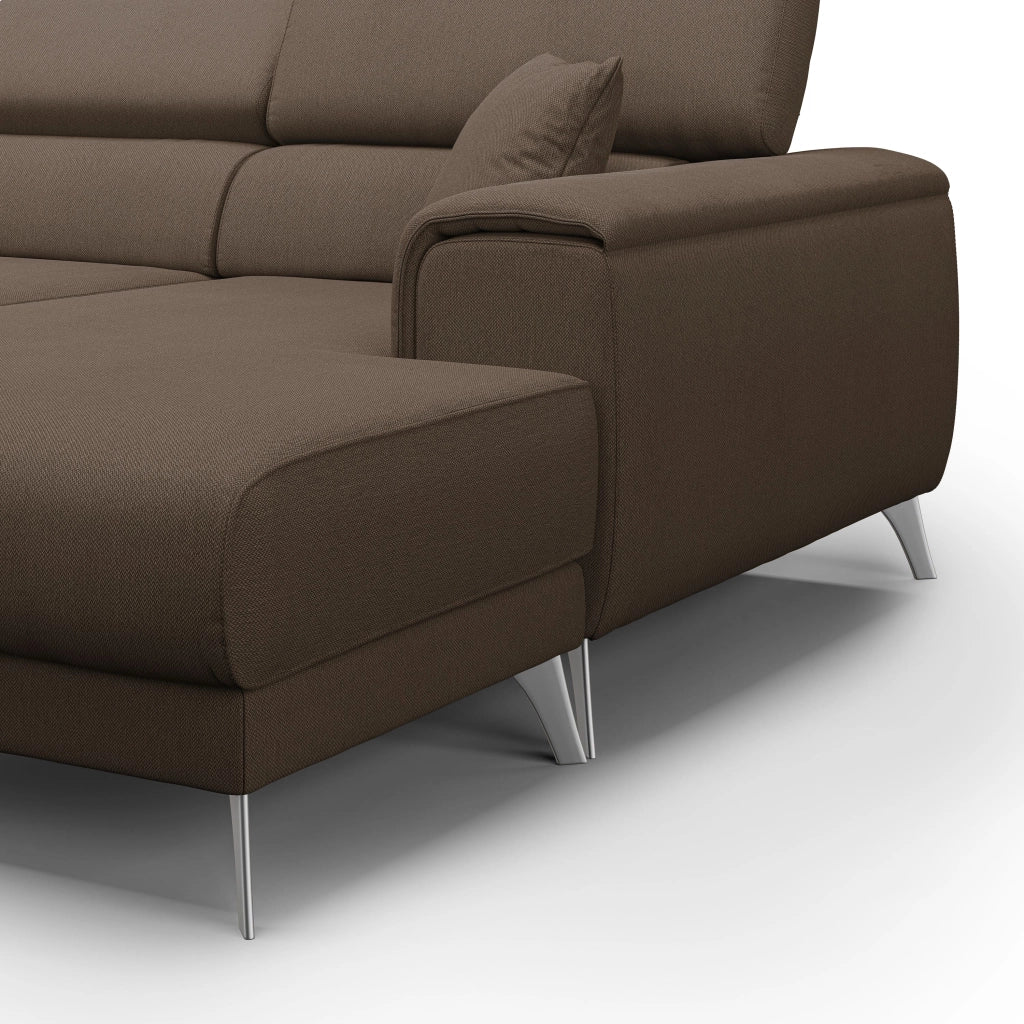 Fusion Divano angolare con sedute scorrevoli in tessuto morbido smacchiabile T05 260 cm Destro marrone
