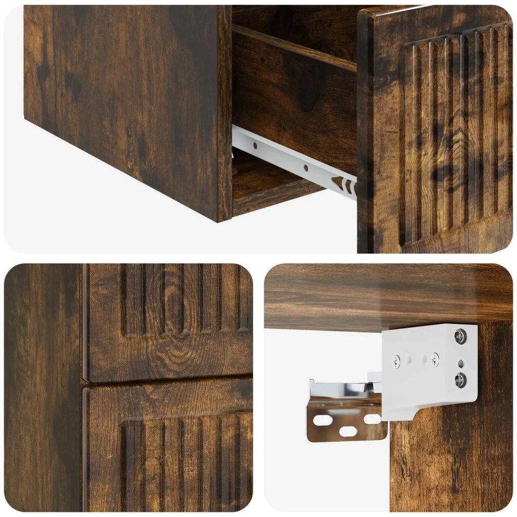 Mobiletto da notte a muro Rovere Fumo 33 x 34,5 x 40 cm 897965