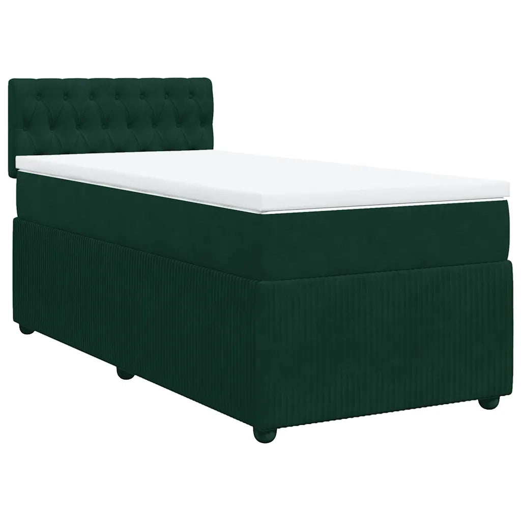 Giroletto a Molle con Materasso Verde Scuro 100x200 cm Velluto