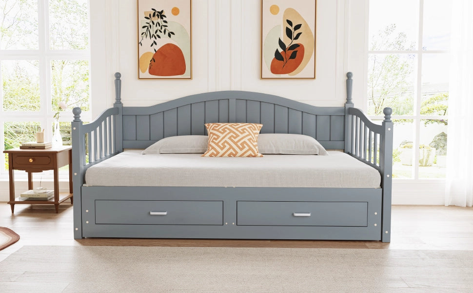 Divano letto con funzione estraibile in legno di pino 90x190 cm