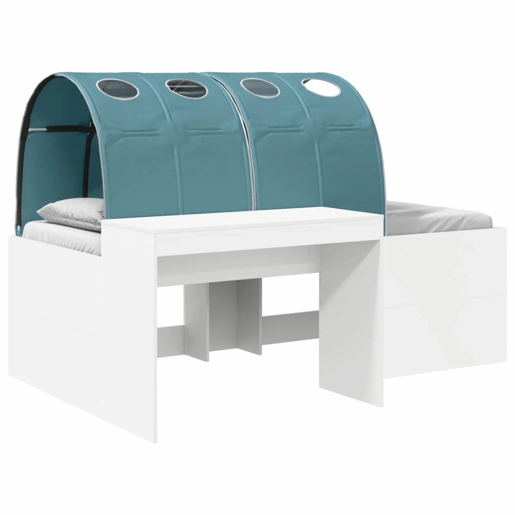 Letto singolo | Letto per adulti | Letto con Tunnel 3 pcs Bianco e azzurro Legno multistrato