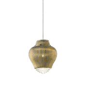 Clyde Lampada a sospensione in vetro soffiato lavorato a mano con finitura oro antico e struttura in metallo, design modulare ed elegante Ø 23 cm