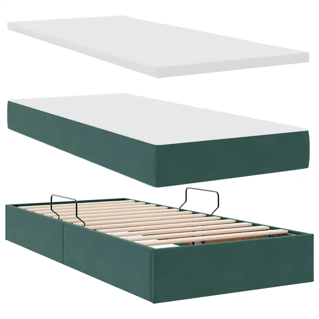 Letto con Contenitore con materasso Verde Scuro 100 x 200 cm 3371006