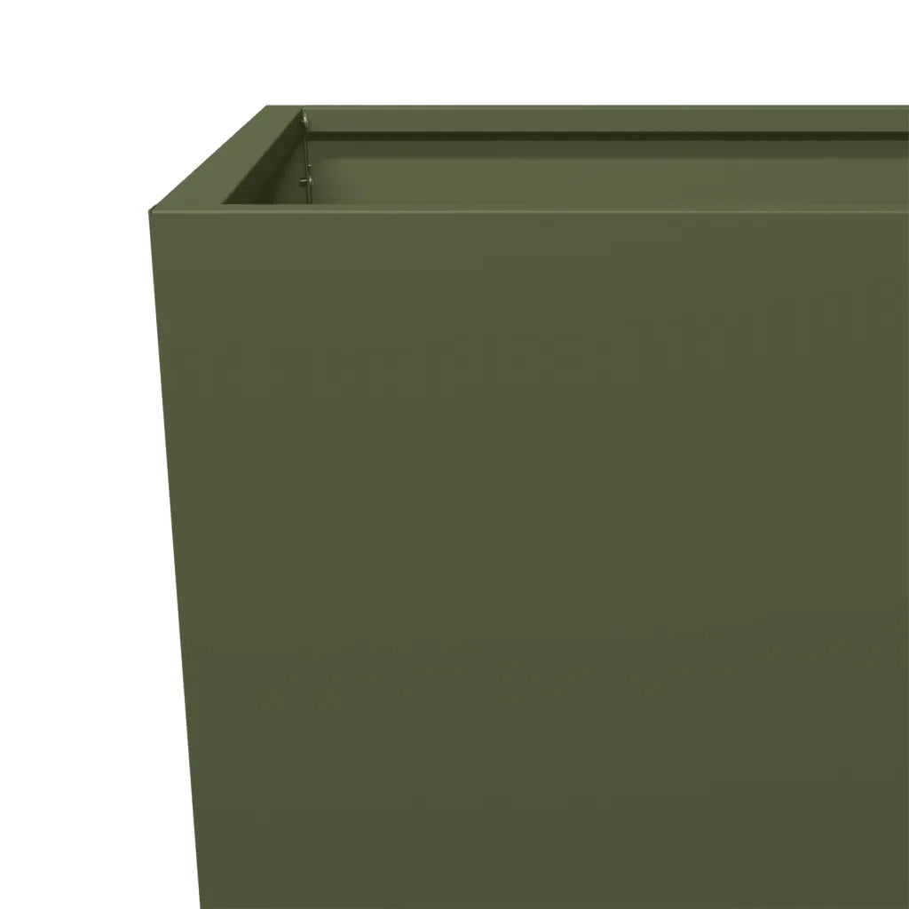 Fioriera da Giardino-Vaso da Esterno-Contenitore per Piante Verde Oliva 35x35x75 cm in Acciaio