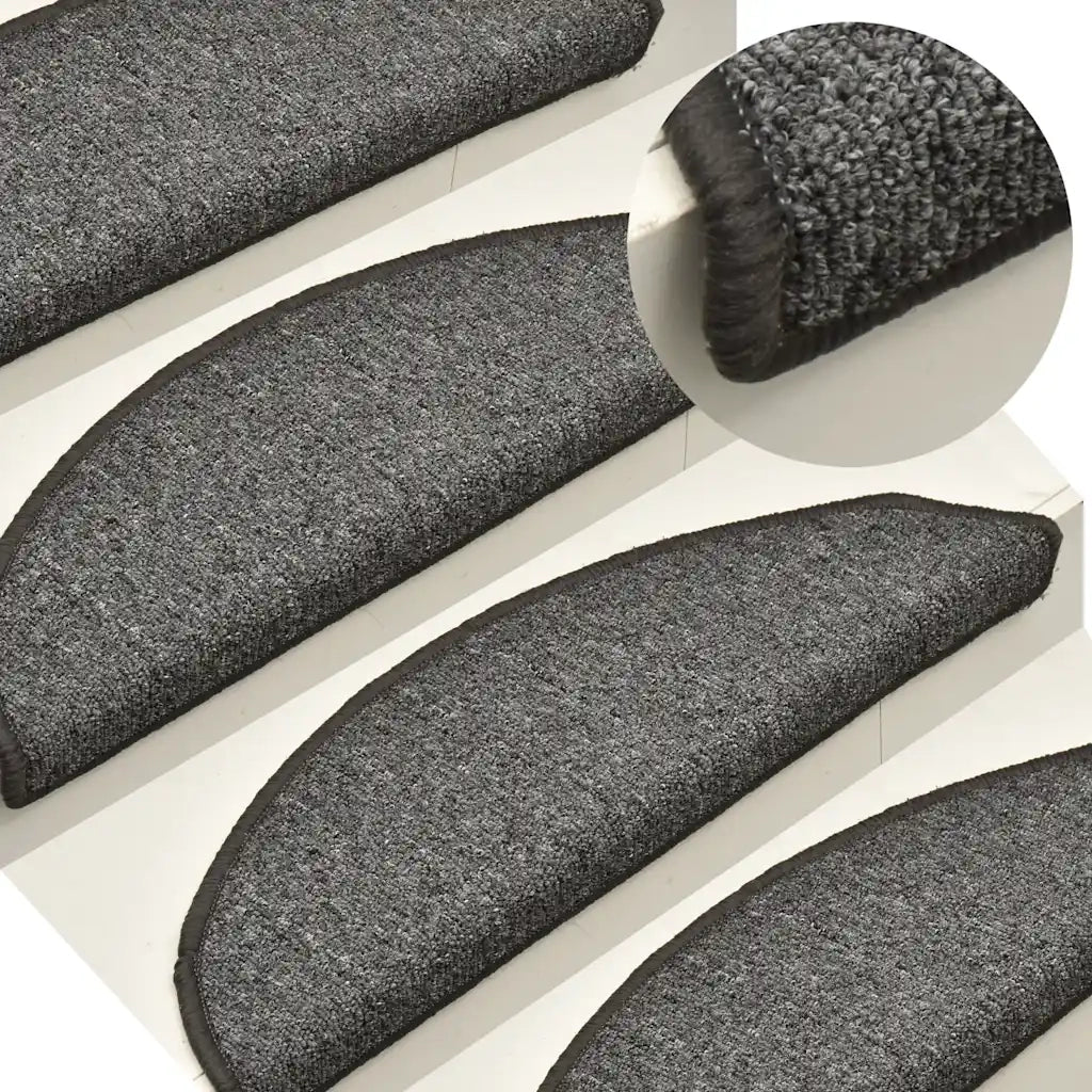 Tappetini per scale 30 pz 56x17x3 cm Grigio scuro Semicircolari 3365745
