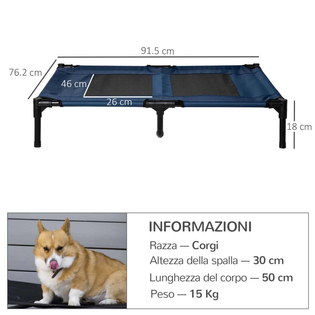 Lettino per Cani Rettangolare ¨C zephmum ¨C Blu 91.5x76.2x18 cm