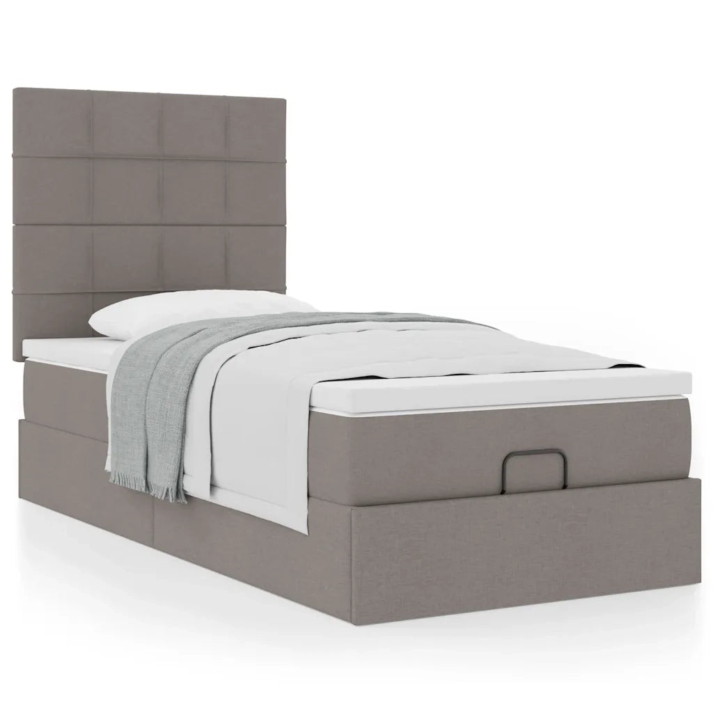 Struttura Letto Pouf con Materasso Tortora 80x200 cm in Tessuto 3313116