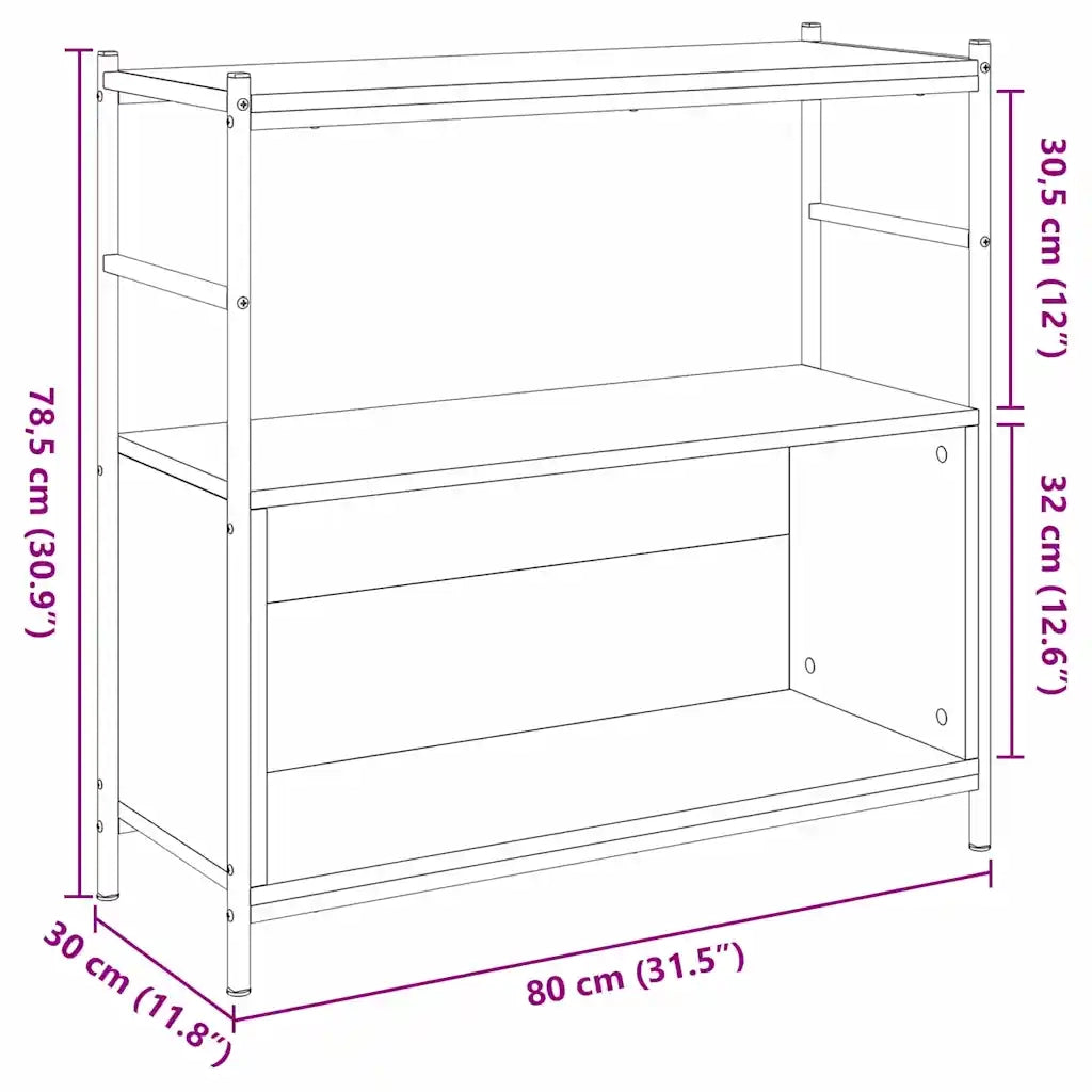 Libreria-Scaffale per Libri-Mobile di Stoccaggio rovere artigianale 80 x 30 x 78.5 cm Legno multistrato
