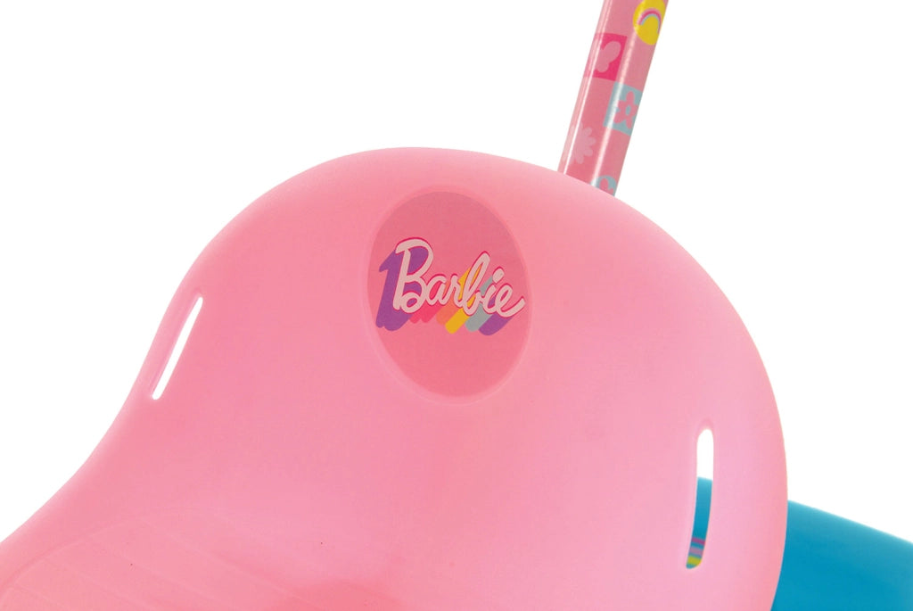 Triciclo a Pedali Primi Passi per Bambini con Maniglione Genitoriale Rimovibile e Vano Contenitore Barbie Rosa