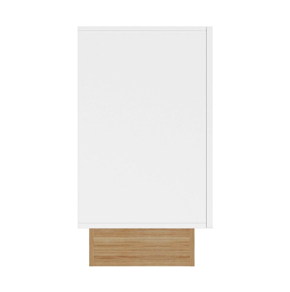Sideboard moderno a 4 ante con struttura a rilievo U; 160x75x38 cm; bianco e legno