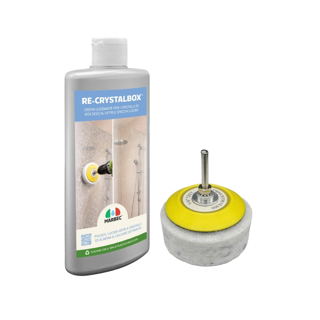 Crema lucidante vetro doccia, rimuove calcare e ripristina brillantezza Marbec RE-CRYSTALBOX® 250GR