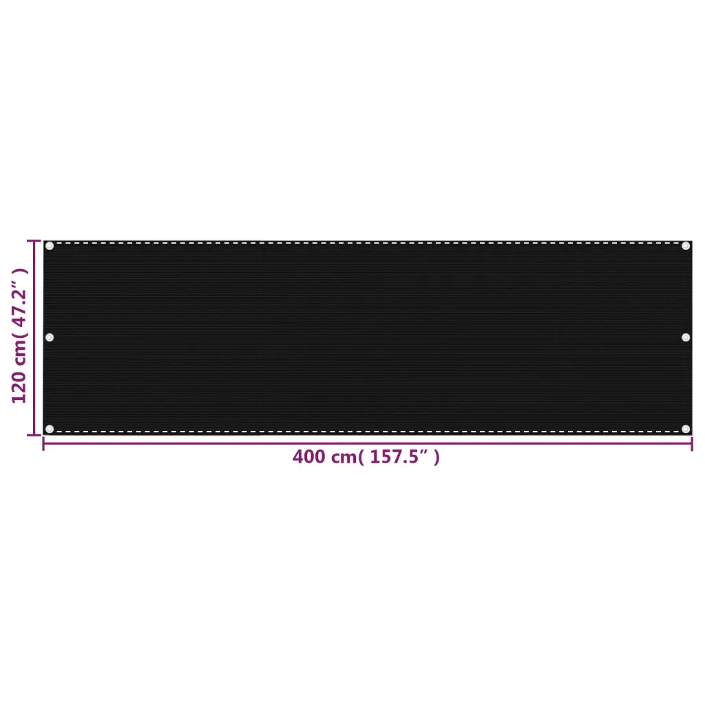 Paravento da Balcone-Divisorio Nero 120x400 cm in HDPE