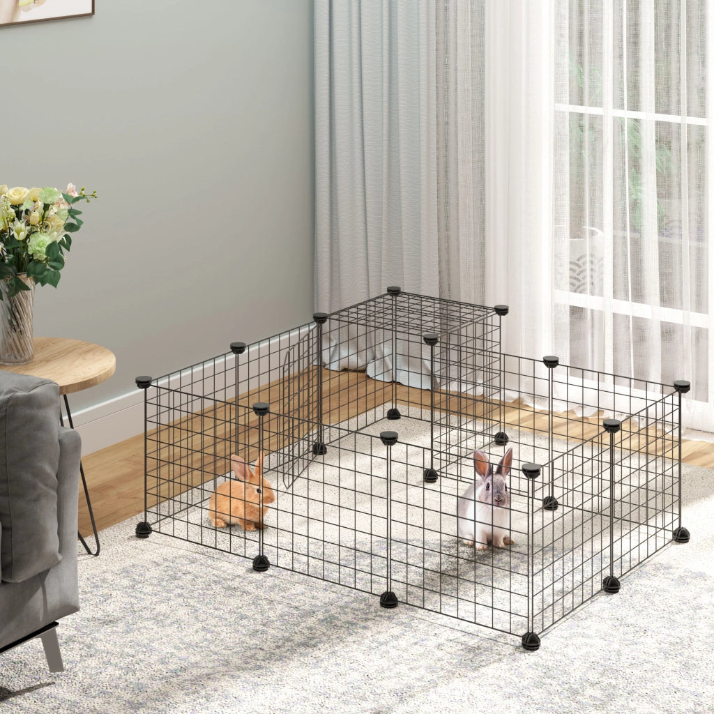Recinto per Conigli Modulabile ¨C Minimal ¨C Acciaio, Nero, 105x105x70cm