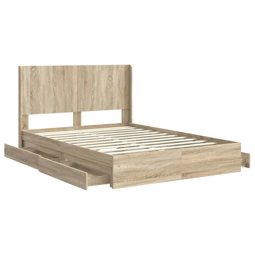 Letto da camera | Struttura del letto con stoccaggio e testata 3 pcs