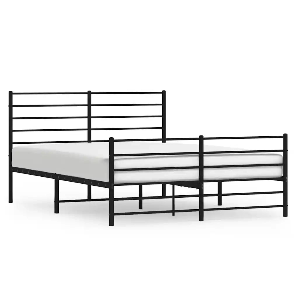 Letto matrimoniale | Letto per adulti | Giroletto con Testiera e Pediera Metallo Nero 140x190 cm