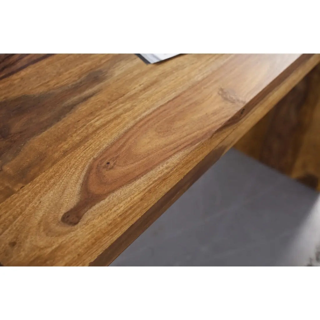 Scrivania retta ORBO 100 cm in legno massiccio di Sheesham verniciato - Design semplice marrone naturale
