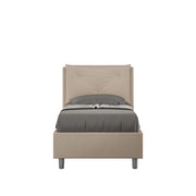 BS COM Letto singolo contenitore imbottito 80x190 similpelle tortora