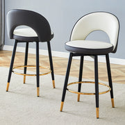 Sgabello da Bar Girevole Imbottito ¨C MINIMAL ¨C Set 2 Pezzi, PU, Grigio Scuro e Bianco