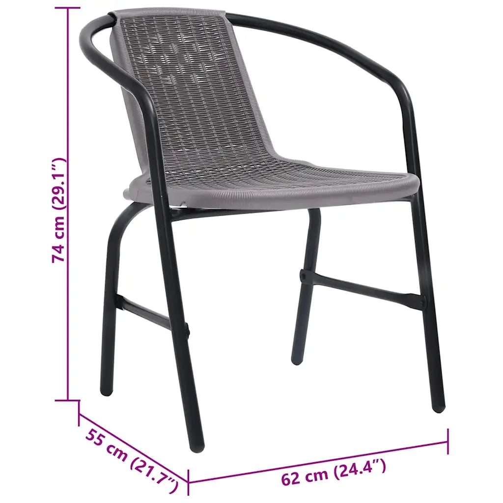 Sedie da Giardino 4 pz Nere Plastica Stile Rattan Acciaio 110kg 312495