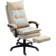 Poltrona da Ufficio Massaggiante ¨C Xylo ¨C Beige con Poggiapiedi e Schienale Reclinabile