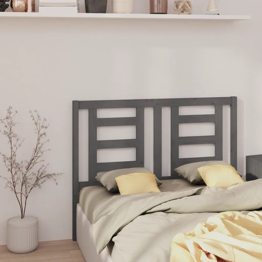 Testiera per Letto Grigia 146x4x100cm in Legno Massello di Pino 818822