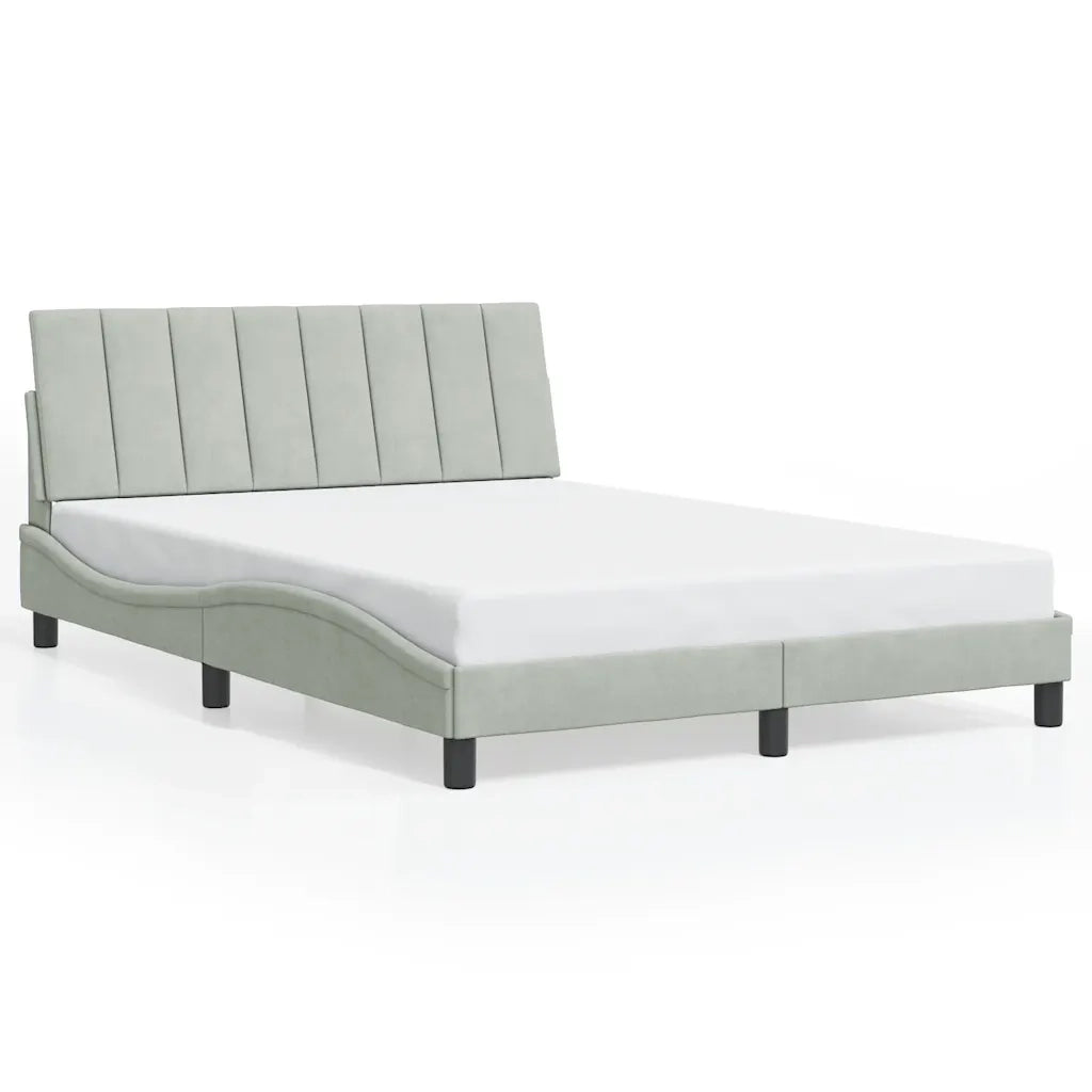Letto matrimoniale | Letto per adulti | Giroletto senza Materasso Hanko Grigio Chiaro 140x200 cm Velluto