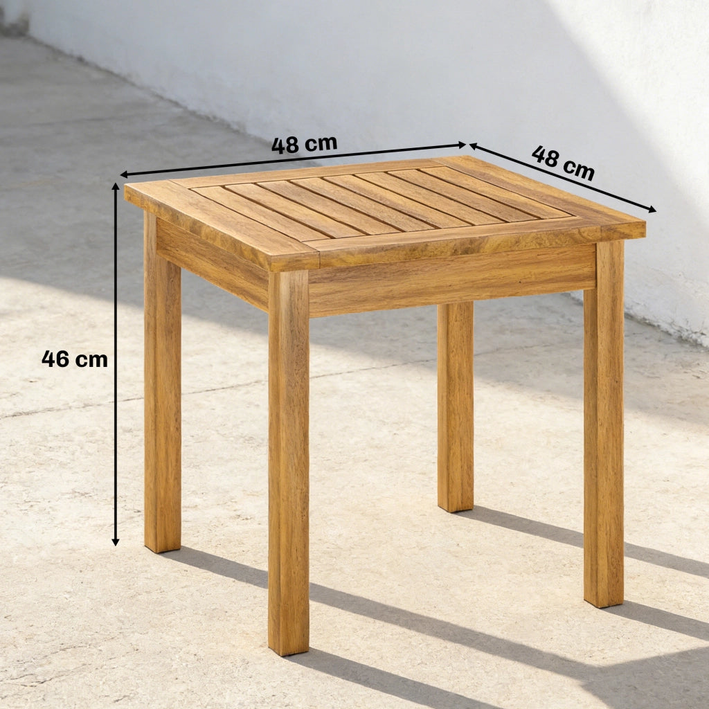 Tavolino da Giardino Quadrato in Legno di Acacia Massello ¨C zephmum ¨C 48x48x46cm Naturale