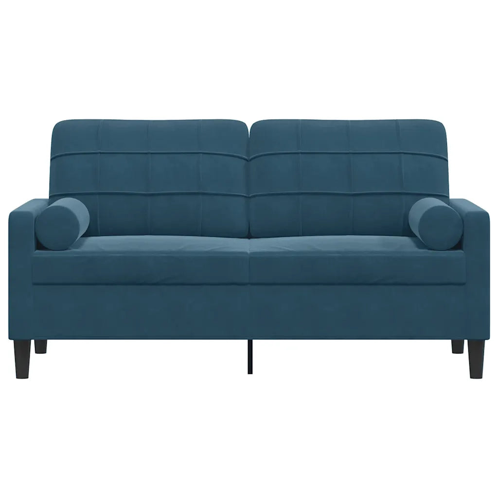Divano a 2 Posti con Cuscini Blu 140 cm in Velluto 3278228