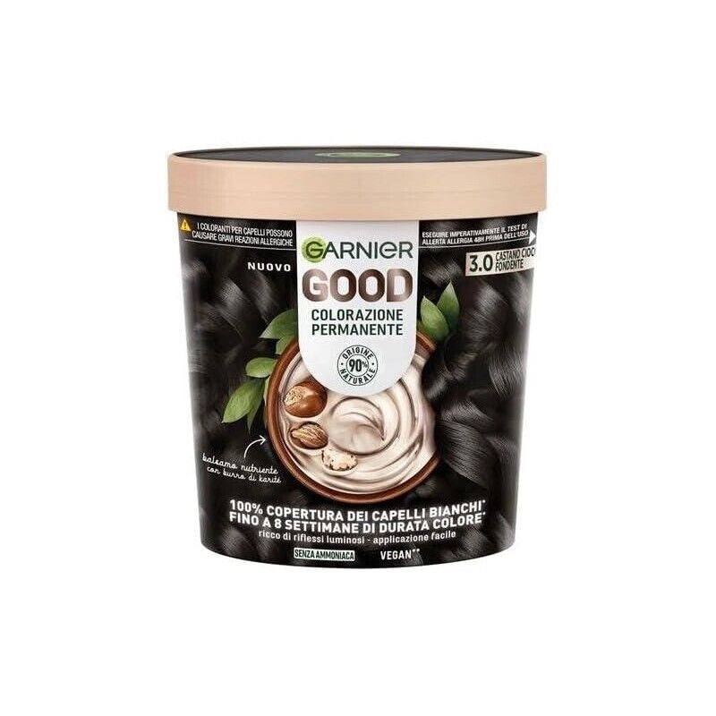 SET 3 GARNIER GOOD TINTA CAPELLI 3.0 CASTANO CIOCCOLATO FONDENTE COLORAZIONE PERMANENTE SENZA AMMONIACA 90% NATURALE
