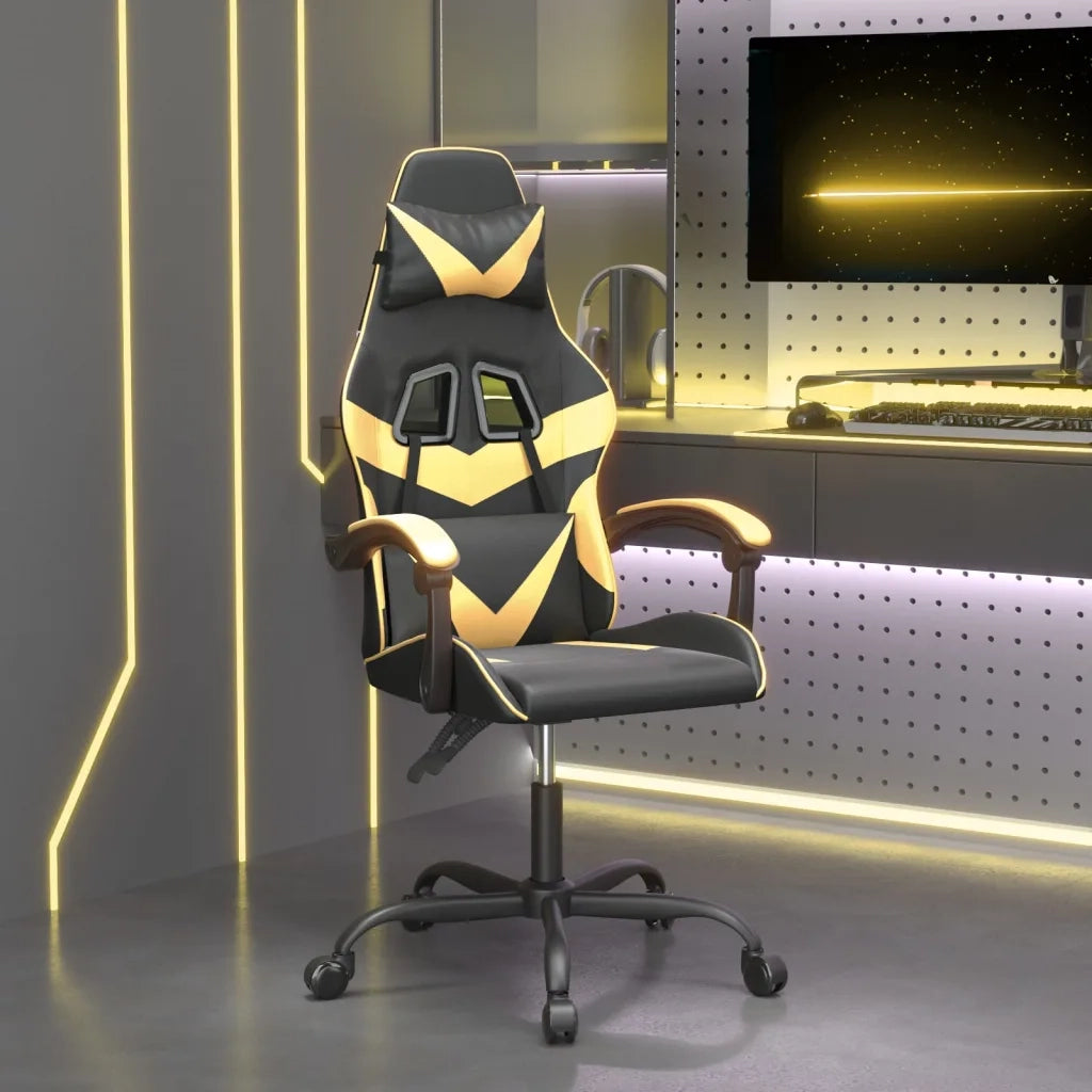 Sedia da Gaming | Sedia da e-sports Nera e Oro in Similpelle
