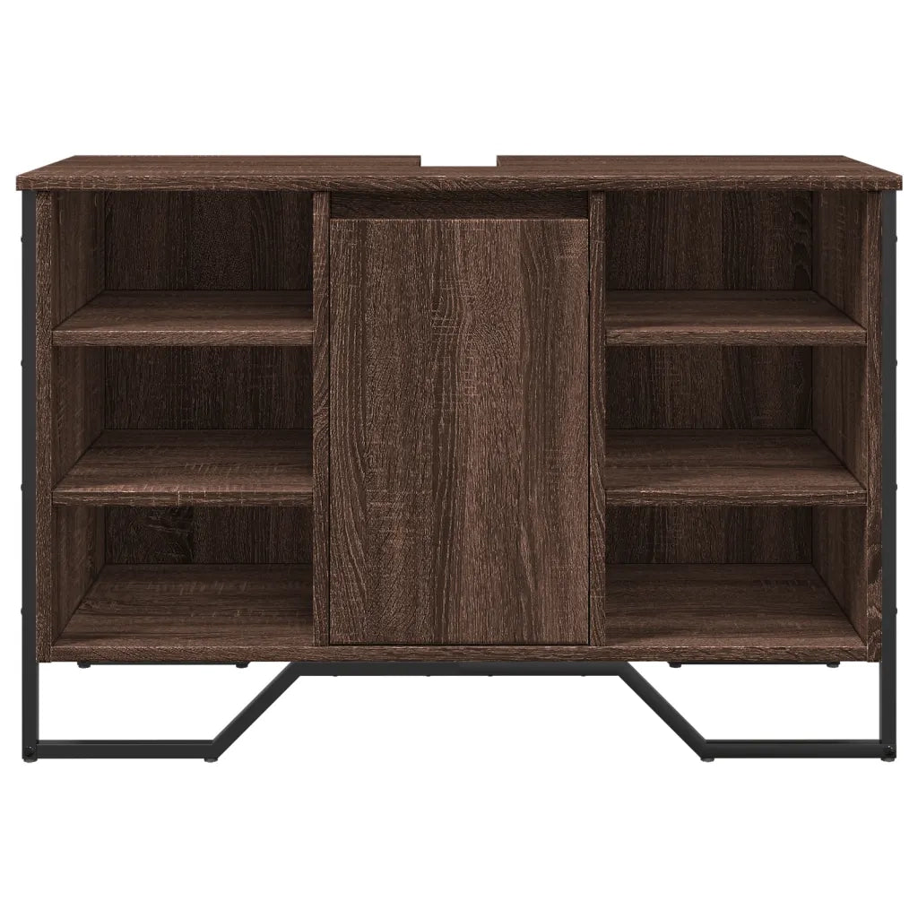 Mobile bagno moderno con vano contenitore 91 x 35 x 60 cm legno composito marrone 02_0049582