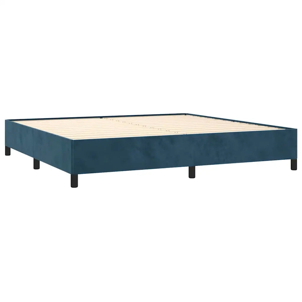 Giroletto a Molle con Materasso Blu Scuro 200x200 cm in Velluto 3129415