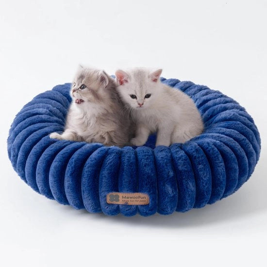 Letto a forma di donut per piccoli cani, letto per cani rilassante, letto per cani a forma di donut con fondo antiscivolo, morbido (blu marino, 50x50x15cm)