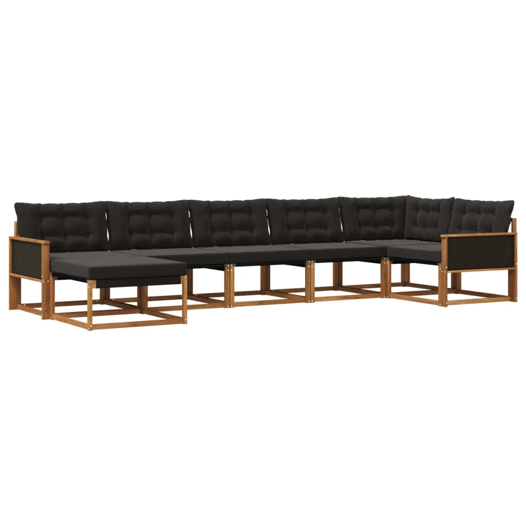 Set di divani da esterno con cuscino 7 pcs Naturale e Nero 3381560