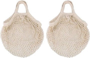 Borse per la spesa - in cotone - riutilizzabili - lavabili - per la conservazione di frutta e verdura - beige e bianco - grande - organizzatore - 2 pezzi - adatto a.