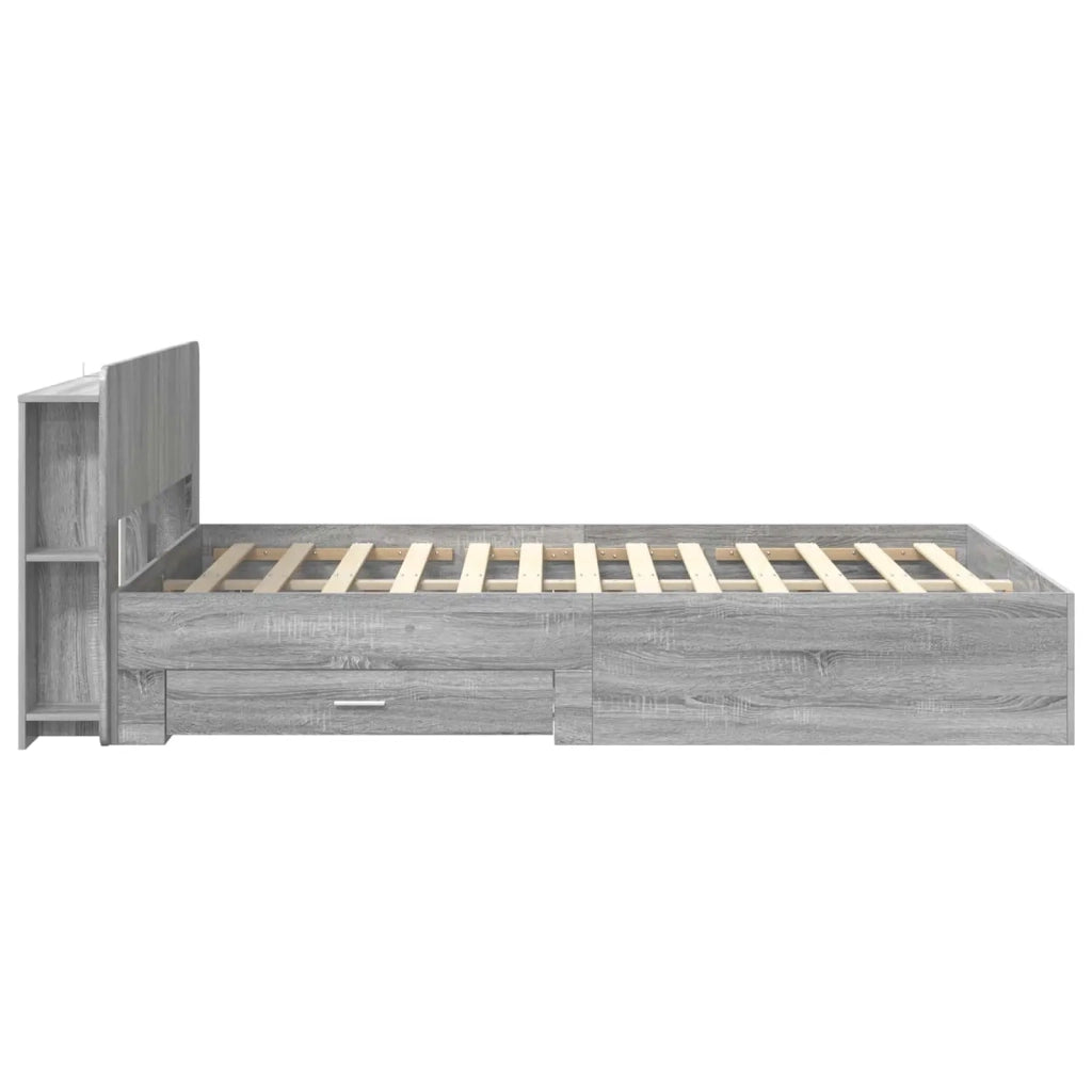 Letto matrimoniale | Letto per adulti | Telaio del letto con storage Sonoma grigio 140 x 200 cm