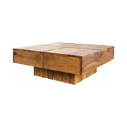 Tavolino basso TOLB 70 cm in legno massiccio di Sheesham – Tavolino basso quadrato design con piede centrale