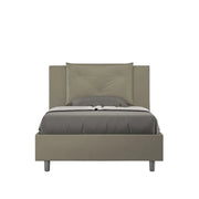 Letto una piazza e mezza con rete imbottito 120x200 similpelle cappuccino Appia