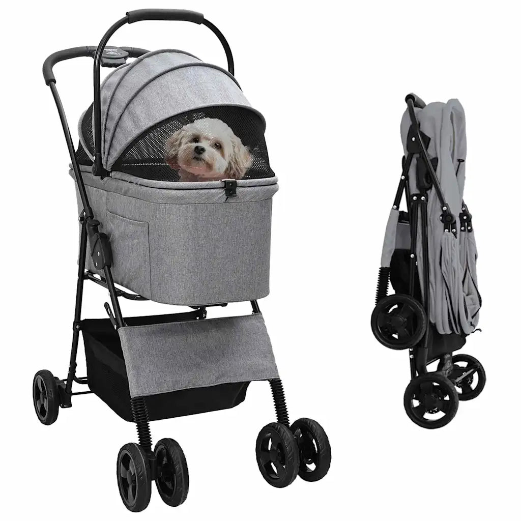 Passeggino pieghevole per animali Grigio 81 x 47 x 99 cm CFW4478181