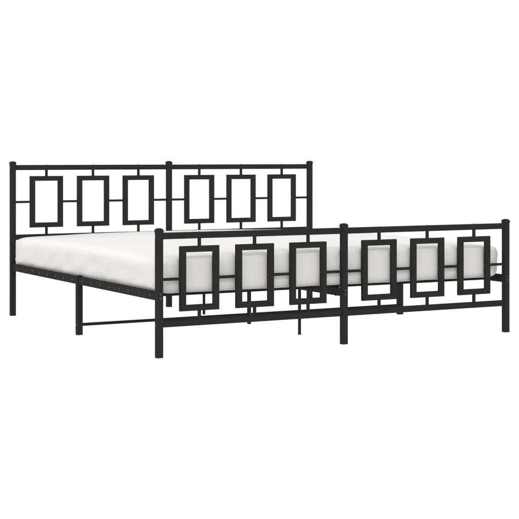 Giroletto con Testiera e Pediera Metallo Nero 193x203 cm 374265
