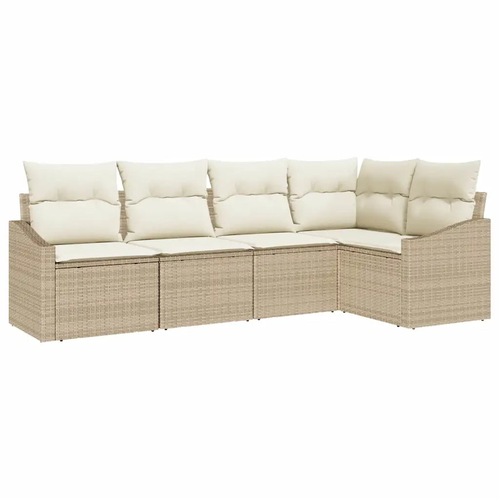 Set Divano da Giardino 5 pcs Beige e Bianco polyrattan 3355390