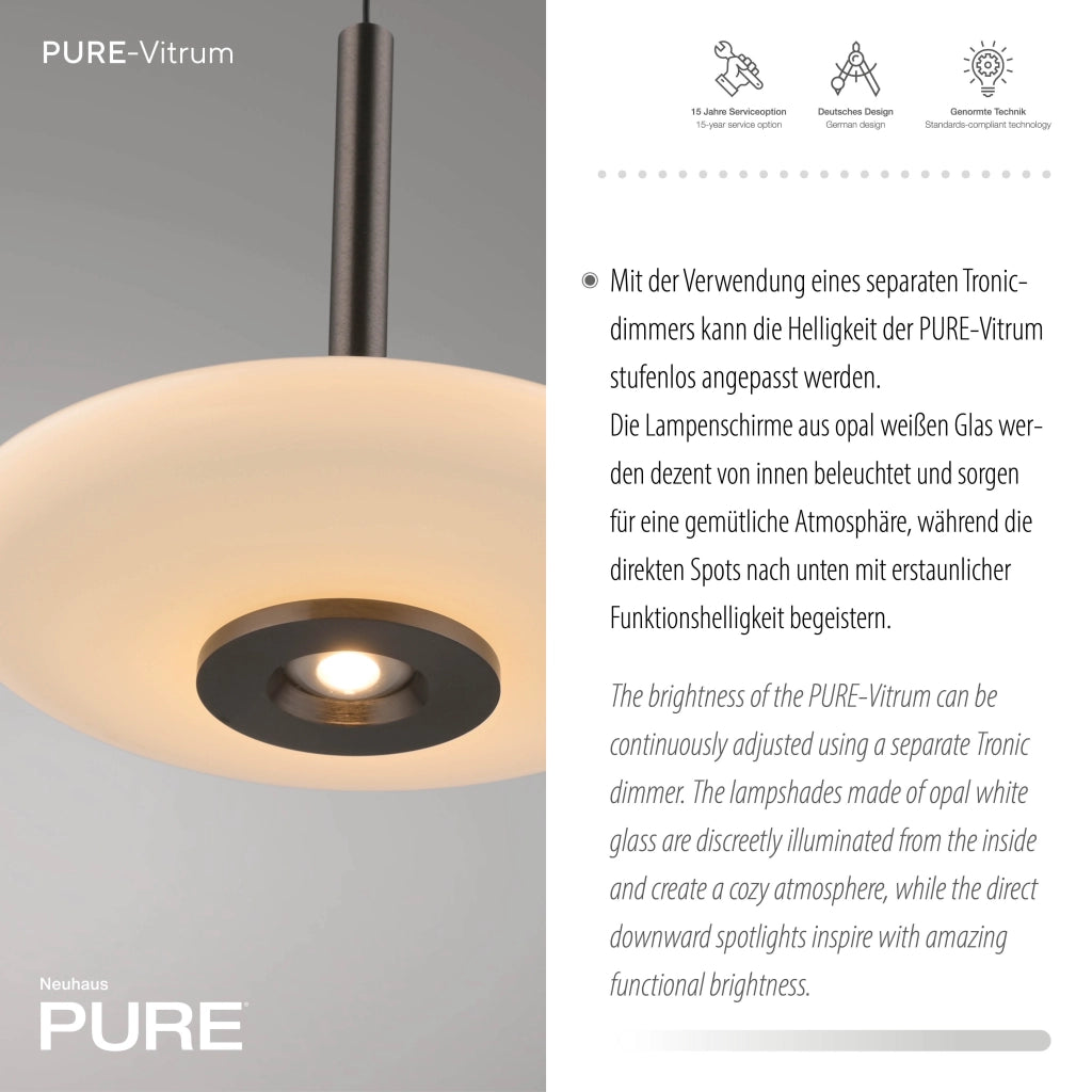 Sospensione moderna PURE VITRUM bronzo/bianco LED 10W Neuhaus