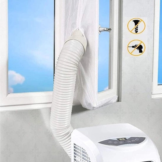 Kit di sigillatura per finestre e porte - 400 cm - Kit di sigillatura per condizionatori d'aria mobili - Sigillatura doppio tubo - Sigillatura con nastro adesivo - Sigillatura per finestre e porte - Universale - Facile da installare